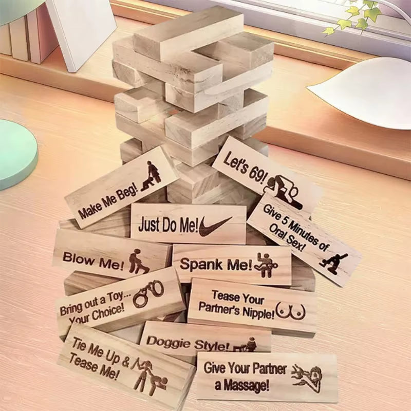 Couple Game Night Intimacy Block Tower Jenga Game Valentine Tumbling Tower Stacking Blocks Game Adult Party Interactive Games 18