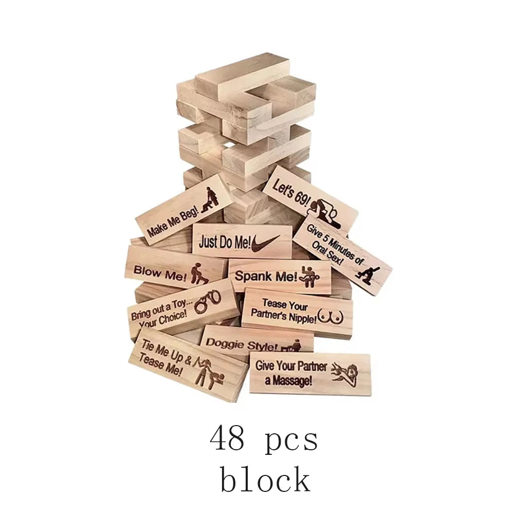 Couple Game Night Intimacy Block Tower Jenga Game Valentine Tumbling Tower Stacking Blocks Game Adult Party Interactive Games 18