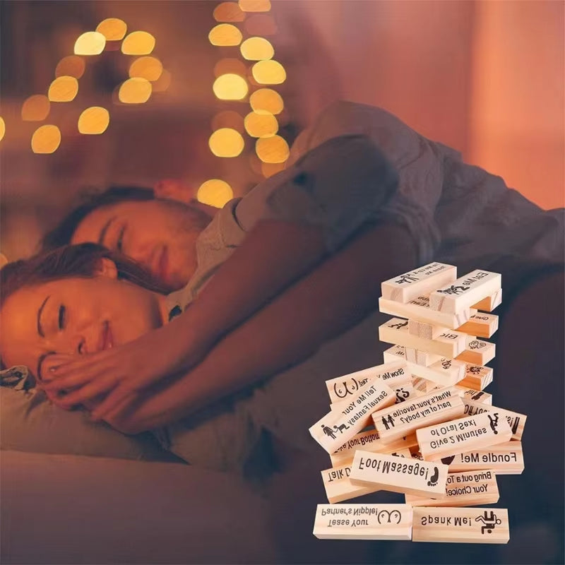 Couple Game Night Intimacy Block Tower Jenga Game Valentine Tumbling Tower Stacking Blocks Game Adult Party Interactive Games 18